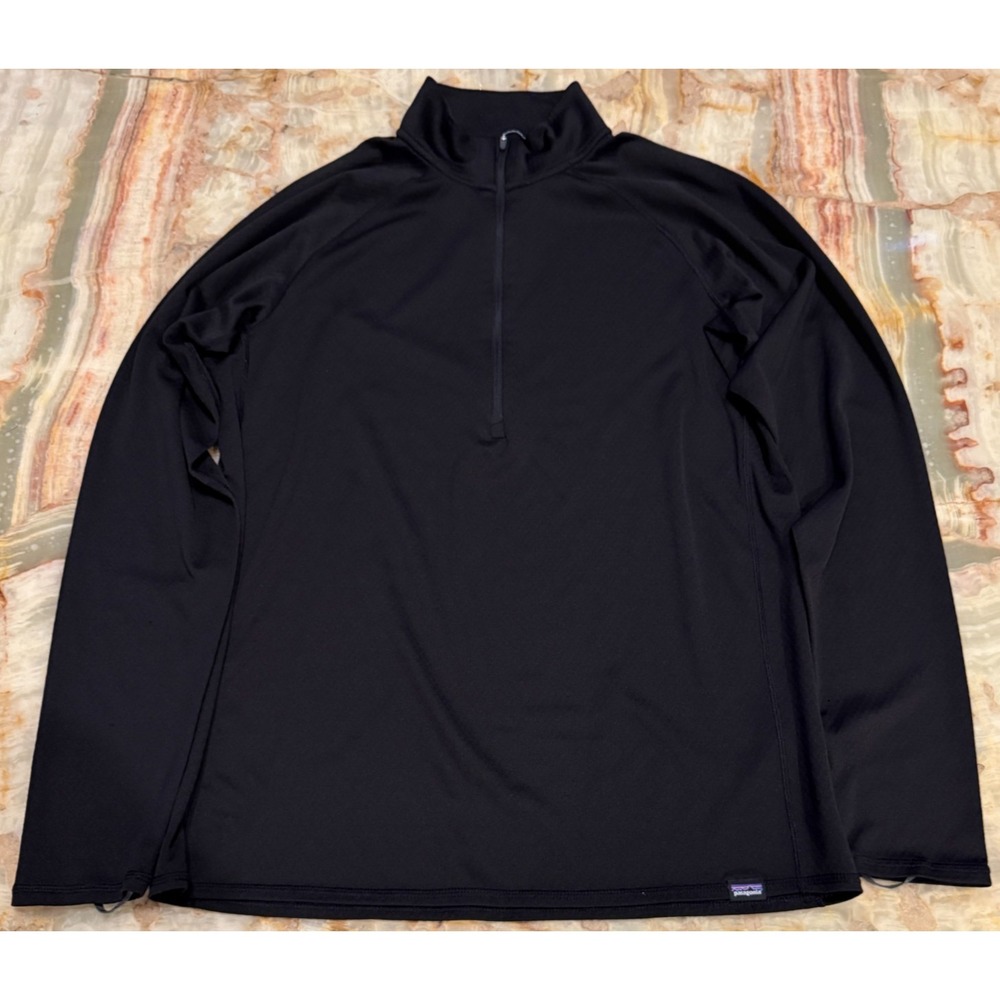 Patagonia Mens Capilene Midweight Base Layer Pullover Top Black Activewear Large